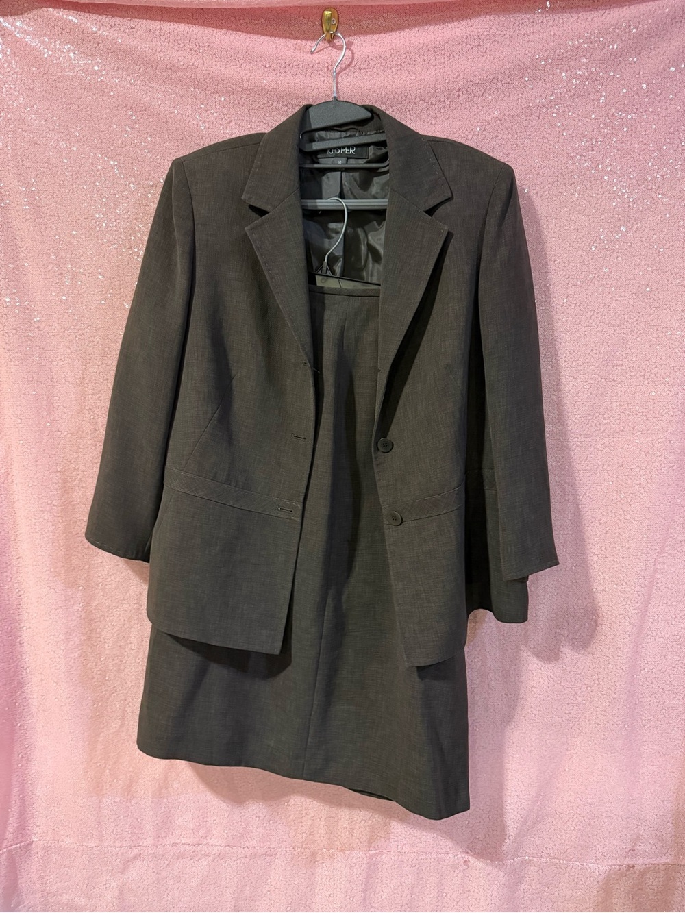 Kasper Dark Gray Two-Piece Blazer and Skirt Suit K5